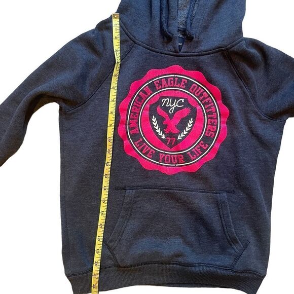 AMERICAN Eagle Outfitters hoodie drawstrings navy blue hot pink logo size XS - Picture 14 of 15
